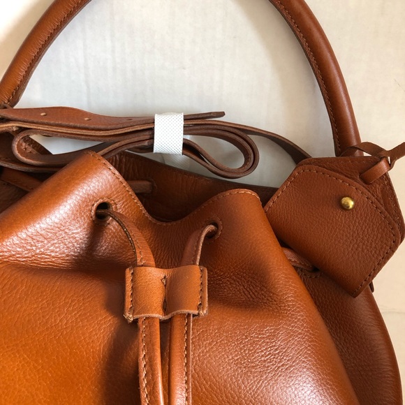 NWT Madewell Brown Leather Bucket Bag - Picture 7 of 8